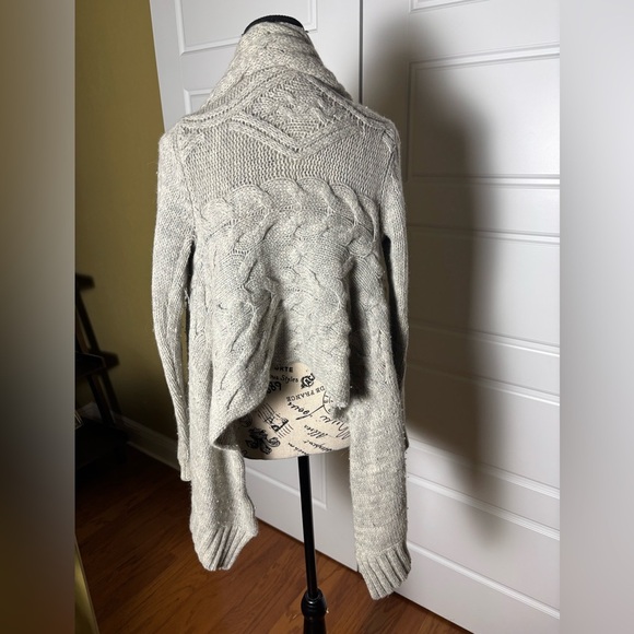 Sandro Gray Lamb’s Wool & Angora Waterfall Open Cardigan - Picture 3 of 7
